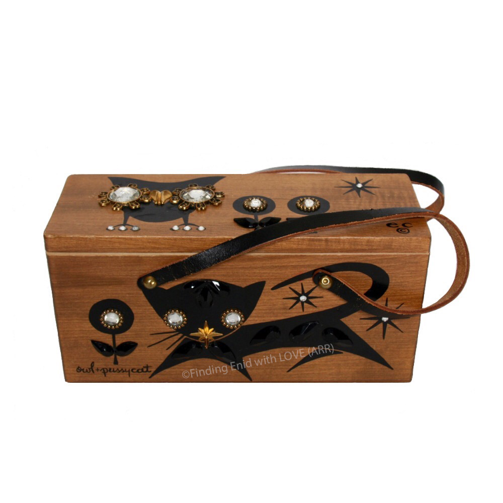 Finding Enid with LOVE - Owl + Pussy Cat (black, crystal) Casket